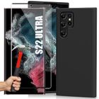 BOOLING Coque de Protection Silicone pour Samsung S22 Ultra - Haute Résistance - Noir + 2 Verre trempé 3D