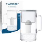 Wessper Carafe Filtrante en Verre + 1 cartouche, Carafe d'eau Capacité de 3 L, Filtres eau Compatible avec Brita Classic