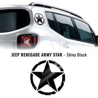 Autocollants Stickers Étoile Army Star pour Jeep Renegade, Noir Brillant, Diam. 20 cm, 2 Pièces