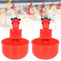 Tasse d'eau au poulet 2pcs Coupe d'Eau de Poulet Automatique Bol à Boire en Plastique Rouge pour Oiseau Pigeon Volaille-CET