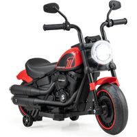 COSTWAY Moto Électrique Enfant 6V 4,5AH - Phare LED, 2 Roues Auxiliaire, Charge 25 KG - Enfants 18 Mois+ - Rouge