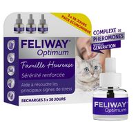 FELIWAY Optimum - Pack de 3 recharges Anti Stress Calmant - 3 X 48 ml - Pour chat