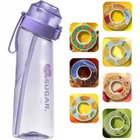 Air Gourde Up Bouteille d'eau parfumée fruits 7 Dosettes de saveur Pods Saveur [sans BPA] avec Paille 650ML Violet