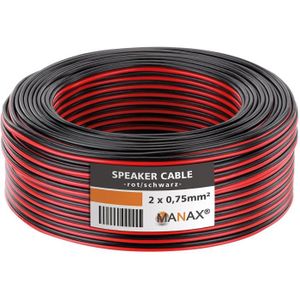 fil double 2X0,75mm² rouge/noir câble souple haut-parleur lampes coupe 10M 