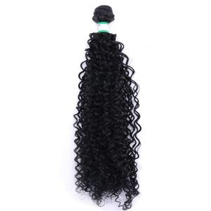PERRUQUE - POSTICHE # 1B22 inches 3 bundles  -Tissage synthétique Afro crépu bouclé, couleur Pure, longueur étirée 14 30 pouces, Extension capillaire no