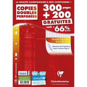 Feuille simples perforees 21x29 7 grands carreaux - Cdiscount