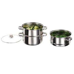 Salangae Salangae Cocotte à vapeur en acier inoxydable Set pour cuisson à vapeur à double couche plaque à induction universelle à gaz avec couvercle