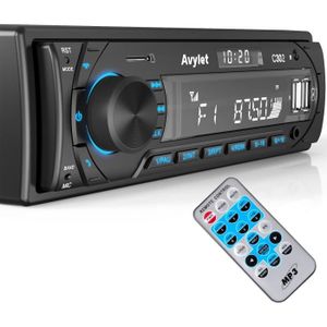 AUTORADIO Autoradio Fm-Am 1 Din, Radio Voiture Bluetooth 5.0 Avec Basso Profondo-Lumière Bouton 7 Couleurs-Appel Mains Libres-Aux-In-Sd[J82]