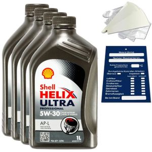 HUILE MOTEUR 4 Litre Shell Helix Ultra Professional AP-L 5W30 Huile 550040602 Acea C2 Kit