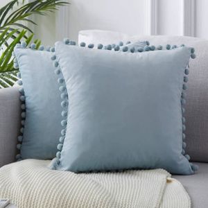 Topfinel Lot de 2 Housses de Coussin Doux en Velours Couleur Unie Carr/é D/écoration pour Canap/é Chambre 50x30cm ,Violet