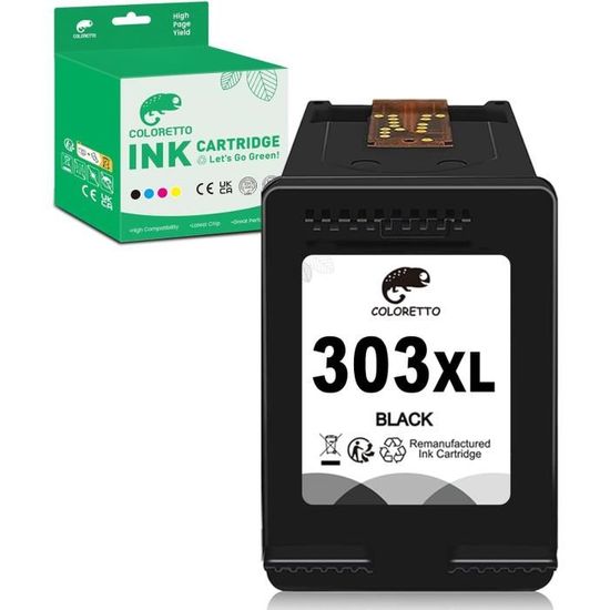 COLORETTO 303XL (1 kleur) vervangende inktcartridge voor hergebruikte inktpatronen voor HP 303 XL voor HP Envy 6200, 7100, 7134, 7220e, 7221e, 7224e, 7800, 7900e HP Tango printers