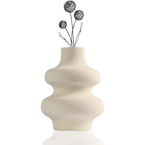 Vase pour herbe de la pampa Fleurs séchées,Vase donut blanc mat comme