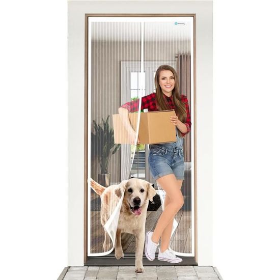 GUOGAI Moustiquaire Porte Magnetique, 190x230cm Facile à Installer Sans Percer Rideau De Porte Anti Insecte Mouche Moustique Pour Enfants Et Animaux De Compagnie, Noir A