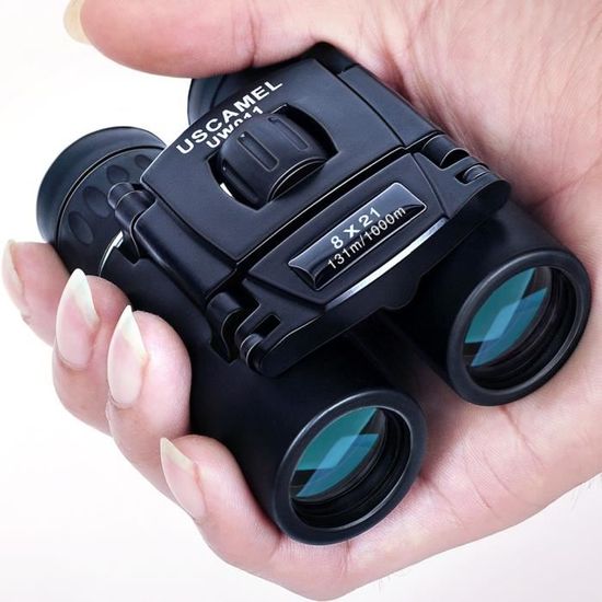 8x21 Compact Zoom Jumelles Longue Portée 3000 m Pliage HD Puissant Mini Télescope Bak4 FMC Optique Chasse sport Noir