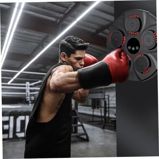 Machine De Boxe Musicale Bluetooth Avec LED - Punching Ball Mural, 9 Vitesses, Gants Inclus - Pour Fitness Maison