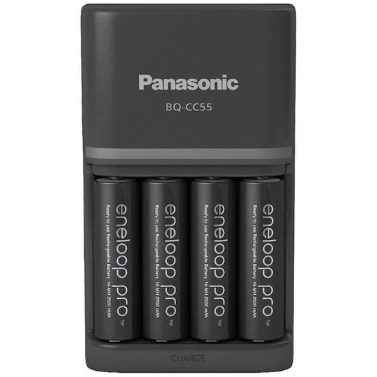 Bloc chargeur NiMH avec accus Panasonic Smart & Quick BQ-CC55 +4x eneloop Pro AA