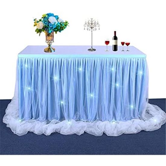 Highdi Jupe de Table Tulle, Maille Moelleux Table de Plinthe Gaze de Bureau en Tulle Romantique pour la fête, Mariage fête d'anniversaire Douche de bébé décoration de la Maison (6FT,Blanc Highdi Jupe de Table Tulle, Maille Moelleux Table de Plinthe Gaze de Bureau en Tulle Romantique pour la fête, Mariage fête d'anniversaire Douche de bébé décoration de la Maison (6FT,Blanc