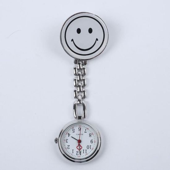 Montre à Mousqueton Pour Infirmières - Fonction Guide, Aiguilles Lumineuses, Quartz, Noir