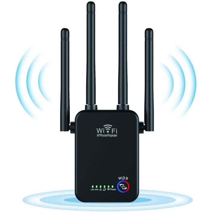 Répéteur WiFi 6 Avec 6 Antennes - Couverture 300 M², 2 Ports LAN, Modes Répéteur/AP | Pour Grande Maison, Bureau