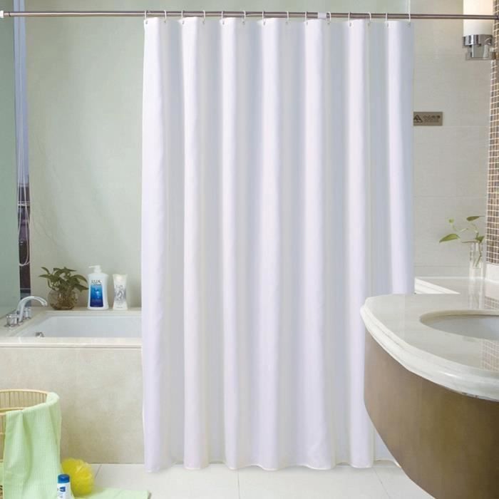 Rideau De Douche Blanc épais Imperméable - 240x140 Cm, Anti-moisissure, Avec Crochets