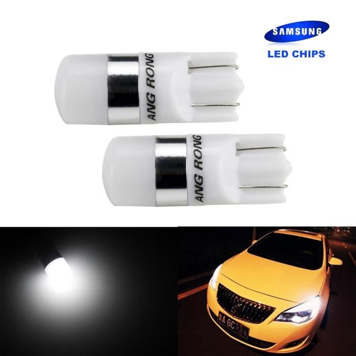 Lot 2 Ampoules T10 W5W 168 192 LED Voiture Veilleuse Feu de Position Latéral 12V