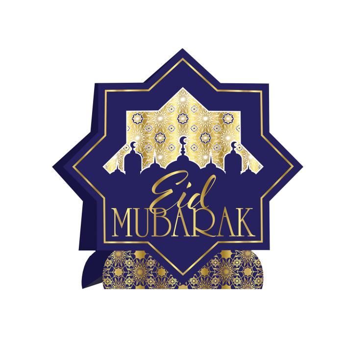 Centre de table en carton eid mubarak bleu et doré 28 x 28 cm - Bleu foncé