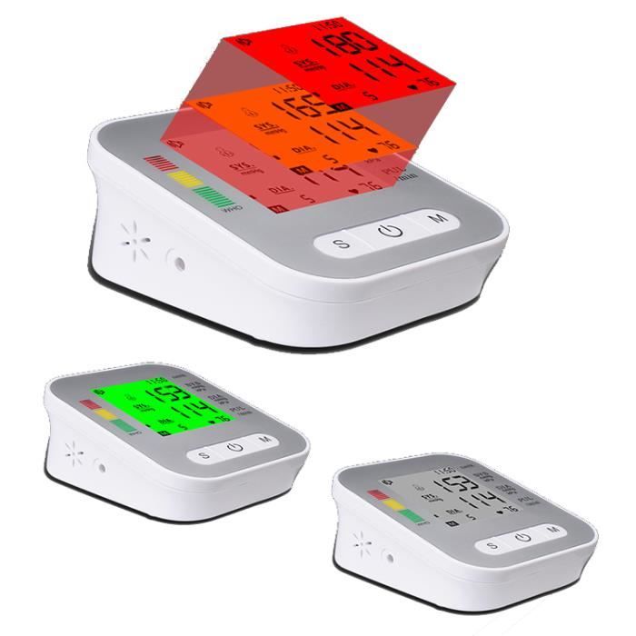 Tensiomètre au Bras Électronique Professionnel Mémoire de 2*120,Affichage en trois couleurs,pour 2 Utilisateurs,Grand Écran LCD