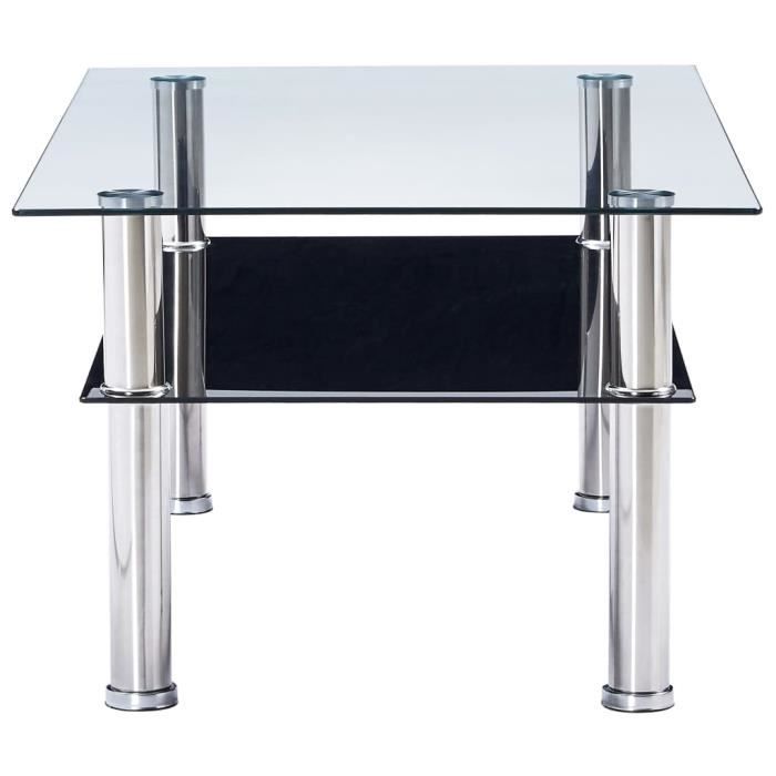 KAI Table basse Noir 100x60x42 cm Verre trempé