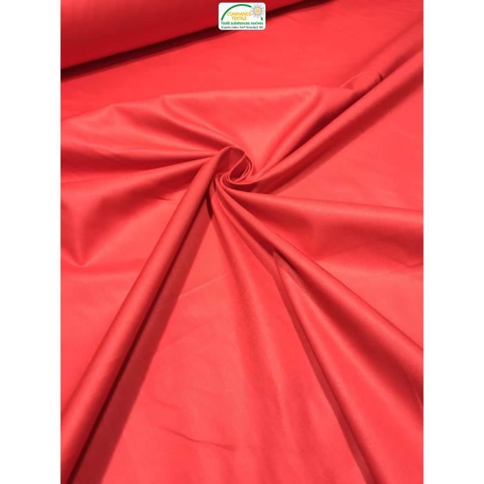 Tissu coton uni grande largeur 280 cm - Rouge - Vendu au 0.5 m