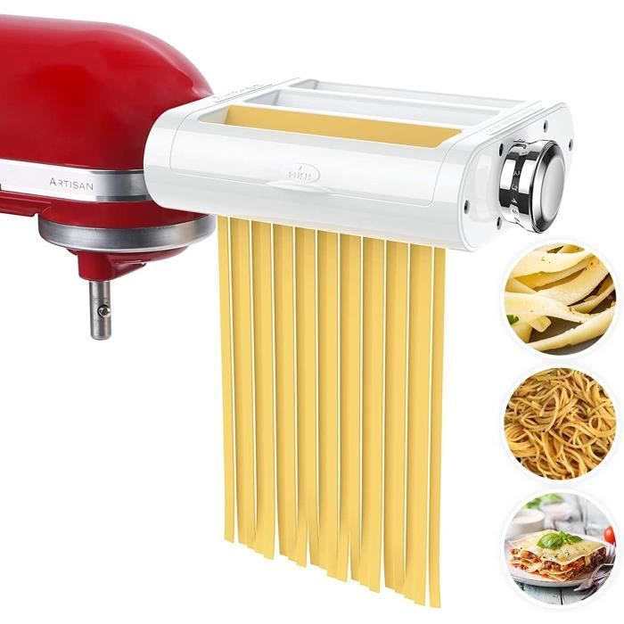 ANTREE - Rouleau à pâtes et emporte-pièce 3 en 1 pour cuisines, mixeurs de stand inclus, rouleau de feuilles de pâtes, coupe-spaghet