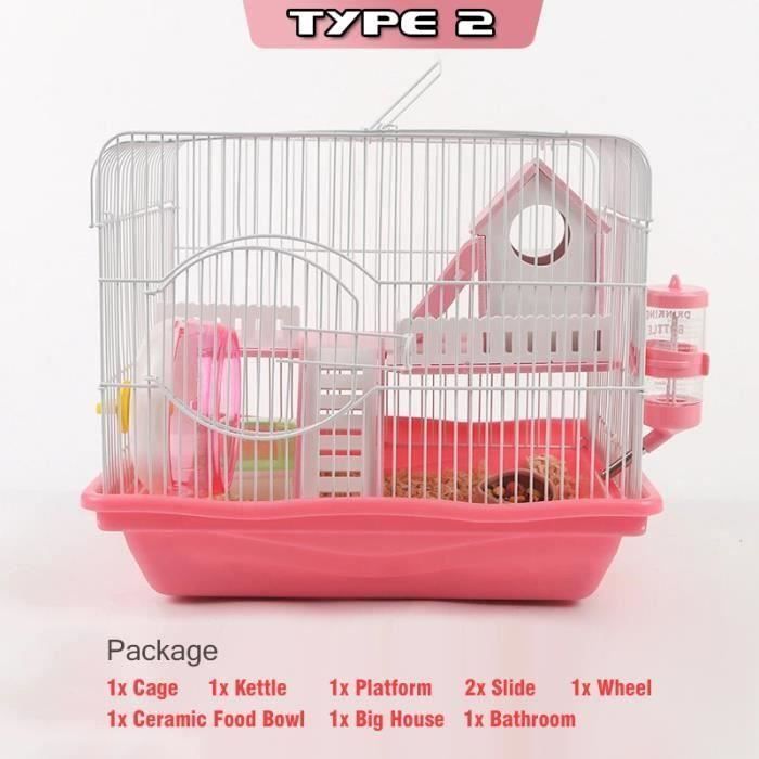 Hamster Cage Aver Bouilloire Petite Maison Plastique ROSE Type 2