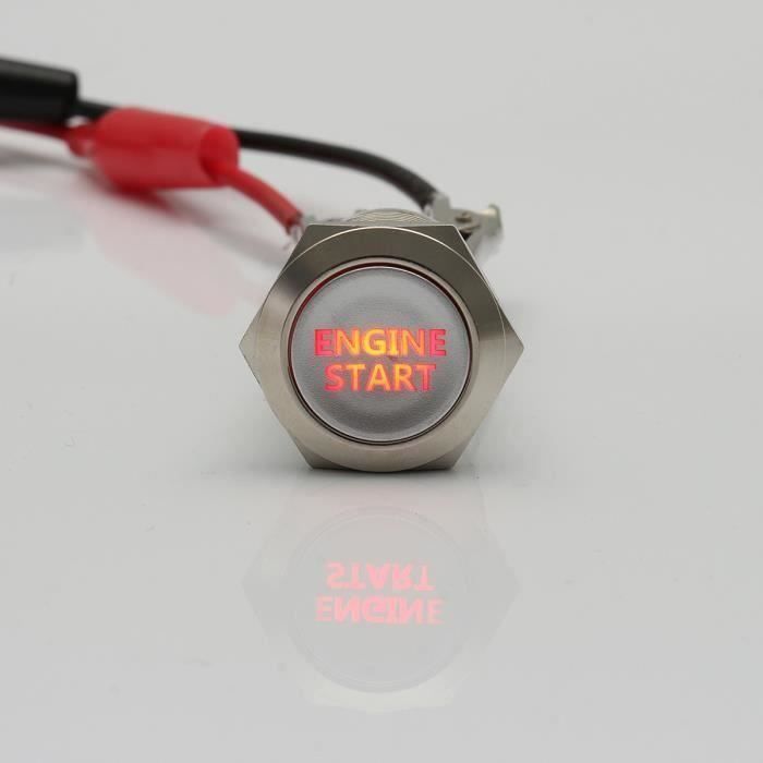 5 Couleur 19mm 12V Bouton Poussoir LED Démarrage Verrouillage En Métal Moteur ROUGE My05707