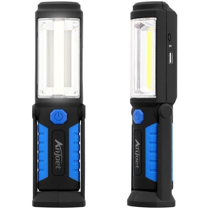 Lampe Torche Aimantée Rechargeable LED COB Lampe de Poche Lumières de Travail Portable, Lampe de travail de l'ÉPI LED (rouge)