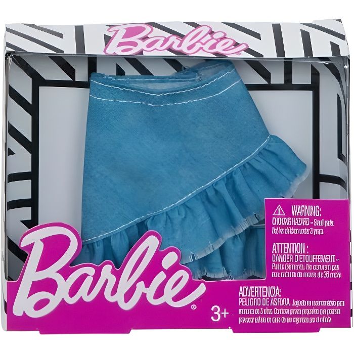 Barbie - Habit Pour Poupee Mannequin - Jupe Denim Bleu - Vetement - Tenue Robe