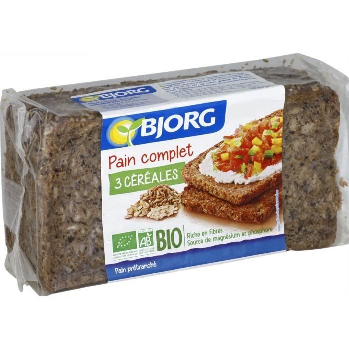 Pain complet 3 céréales bio 500 g Bjorg