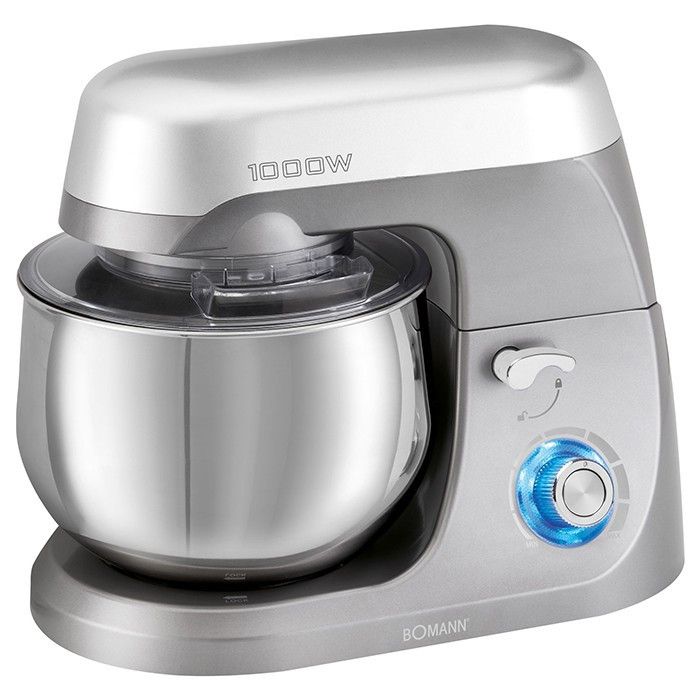 Robot Pâtissier Boulangerie Cuisine Ménager Multifonction Bol 5L 1000W Bomann KM 6009 CB Gris