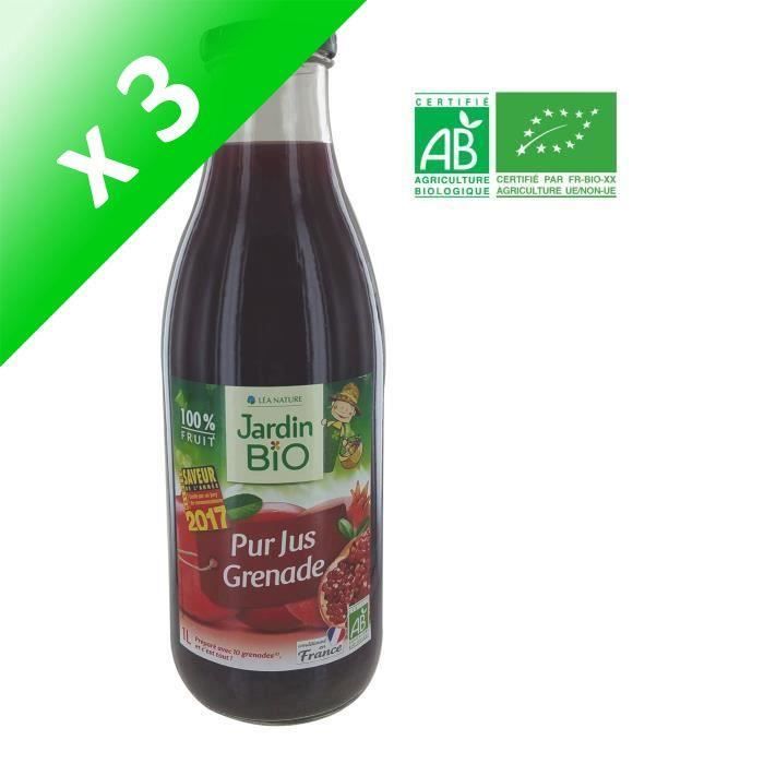 JARDIN BIO pur jus de grenade Bio (Lot de 3x 1 L)