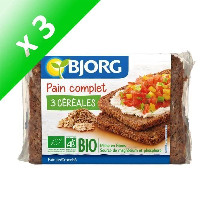 BJORG Pain Complet 3 Céréales Bio - 500 g (Lot de 3)