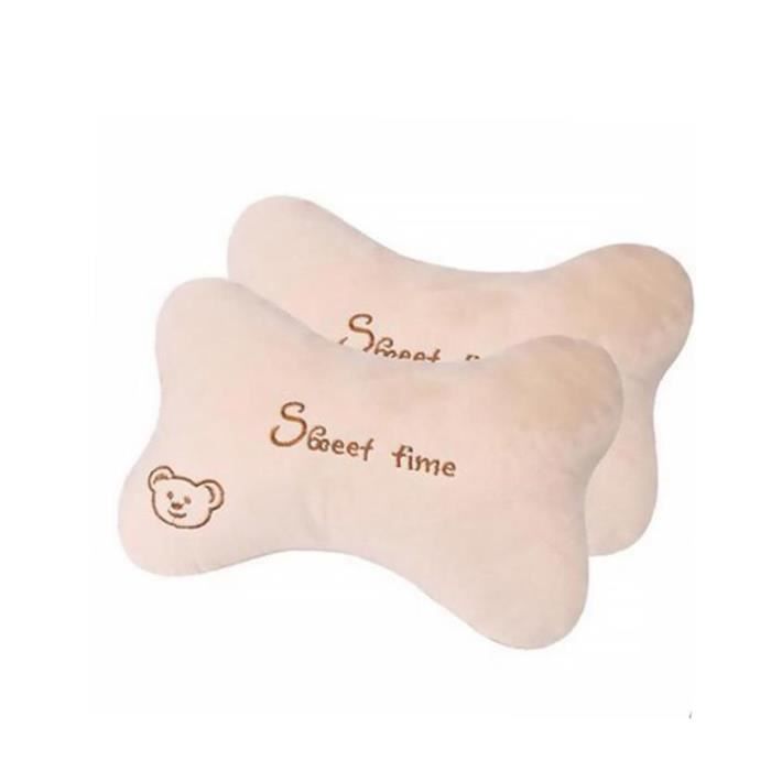 2pcs Creative Auto Headrest Soft Peluche Coussin de protection Coussin de protection pour siège auto avec ours mignon et broderie
