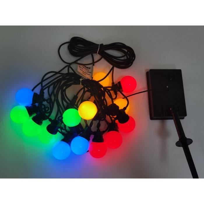 Guinguette lumineuse solaire 6m, 15 lampes multicolores Cdiscount Maison