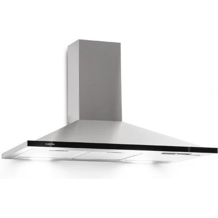 Klarstein Galina 90 Hotte aspirante murale décorative 90cm - recyclage d´air ou évacuation 350m³ -h - classe B - inox & verre noir