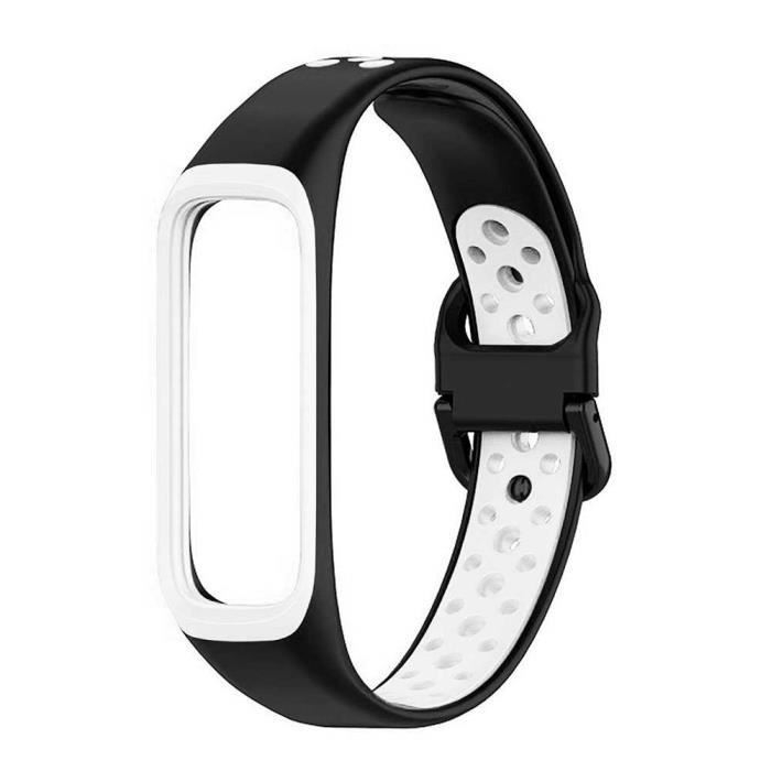 OCIODUAL Bracelet de Sport de Remplacement en Silicone Souple Compatible avec S Galaxy Fit 2 Unisexe Noir-Blanc