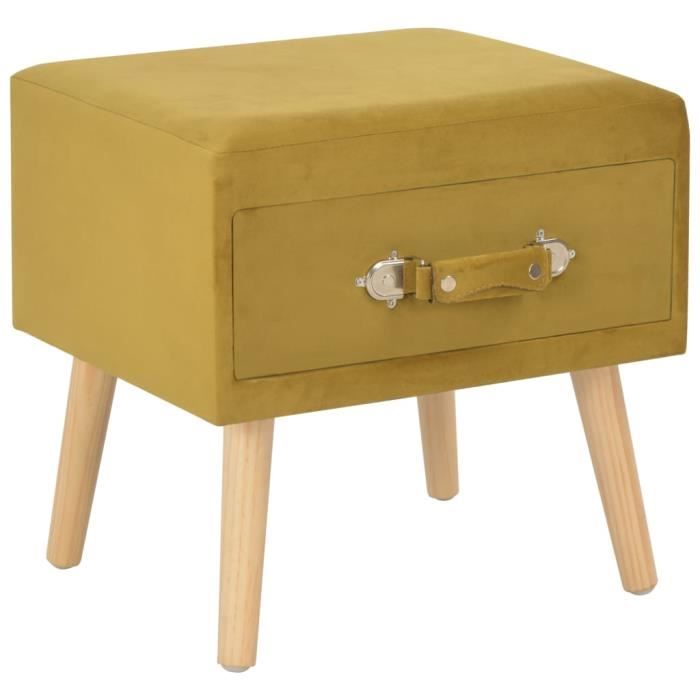 Table de chevet scandinave Table de Nuit Contemporain Moutarde 40x35x40 cm Velours