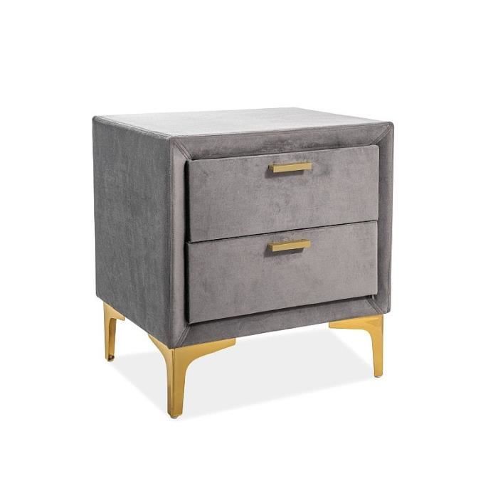 signal TABLE DE CHEVET MONACO VELOURS GRIS / REMBOURRAGE OR BLUVEL 14 - 5901477286919