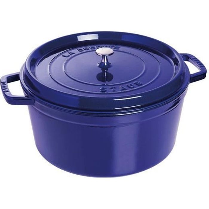 Cocotte en fonte émaillée ronde Staub bleu inte…