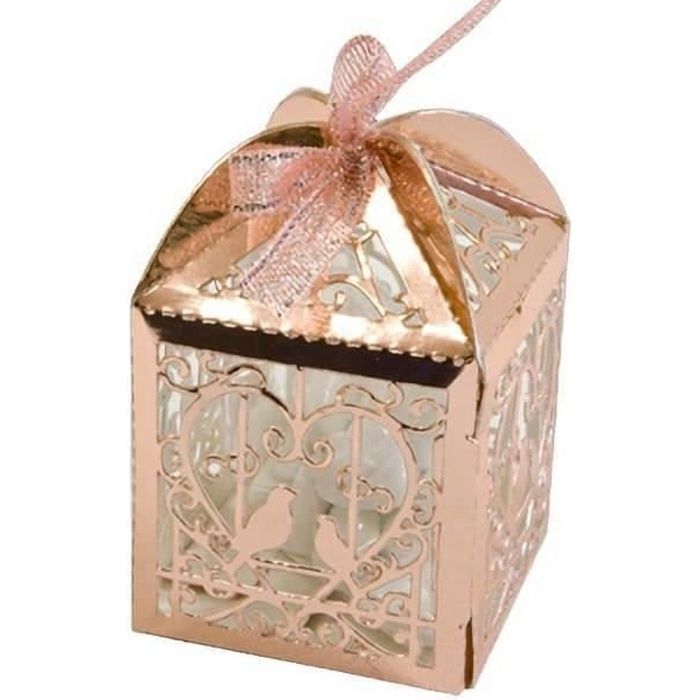 Boîte mariage brillante rose gold pour confection de dragées (x10) R/CTU103