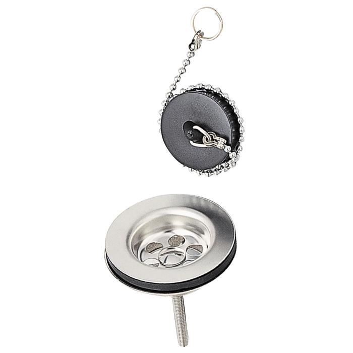 WIRQUIN Bonde de lavabo à bouchon - Laiton - Chainette avec anneau : 250 mm