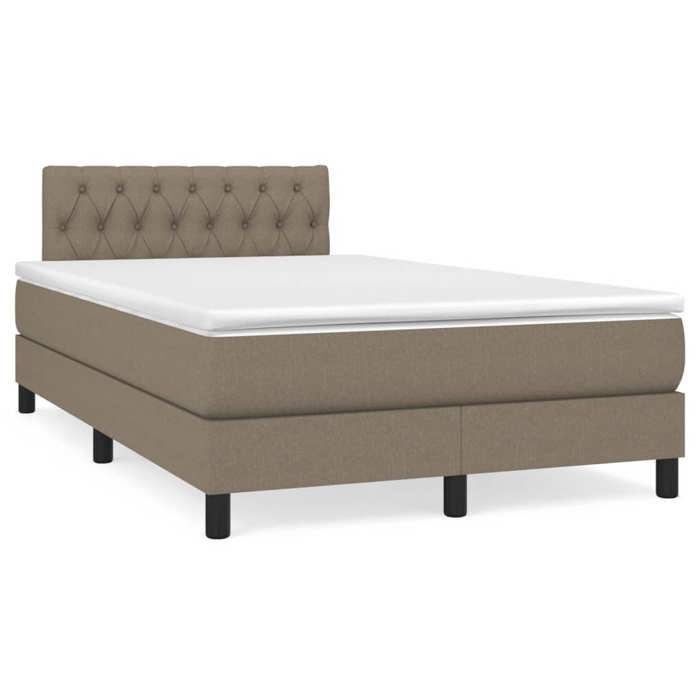 vidaXL Sommier à lattes de lit matelas et LED taupe 120x190 cm tissu 3270064