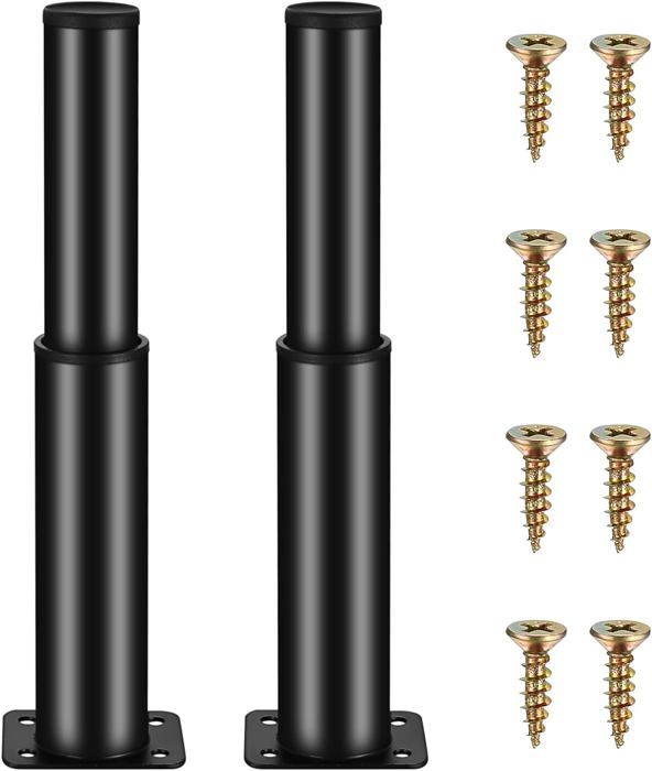 Pied A Coulisse F!XBL Lot De 4 Pieds De Meubles Réglables Et Autocollants Pour Meubles - Diamètre : 55 Mm - Augmentation De Meuble : 23 à 35 Mm De Hauteur - Ronds - Blanc Pied De Meuble