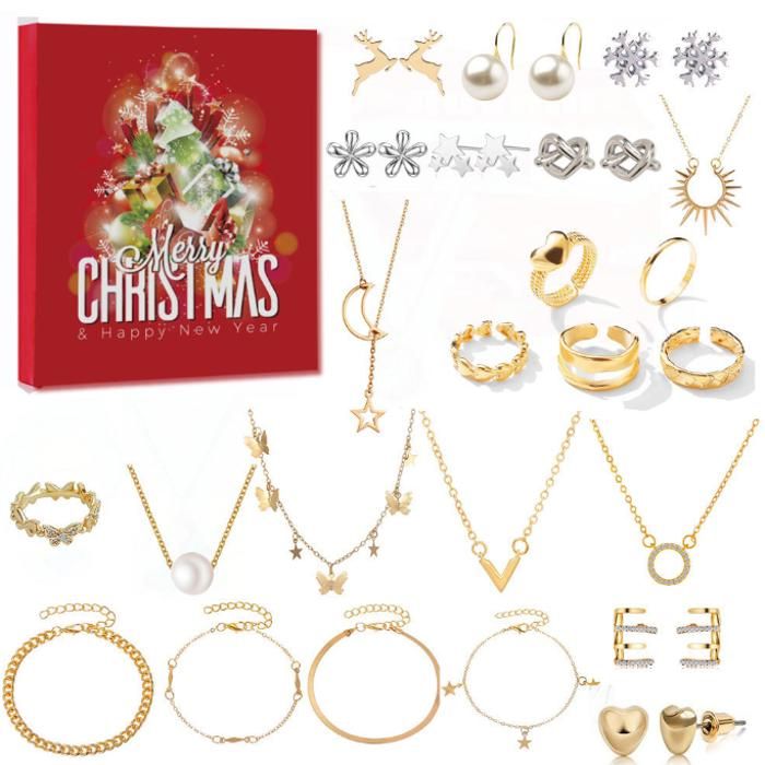 Calendrier De L'avent Enfants Calendrier De L'Avent 2024, Bracelet Et Collier Avec 24 Breloques, Bijoux Tendance, Compte à Rebours Sur Le Thème De Noël, Cadeaux Pour Enfants Calendrier De L Avant 2025